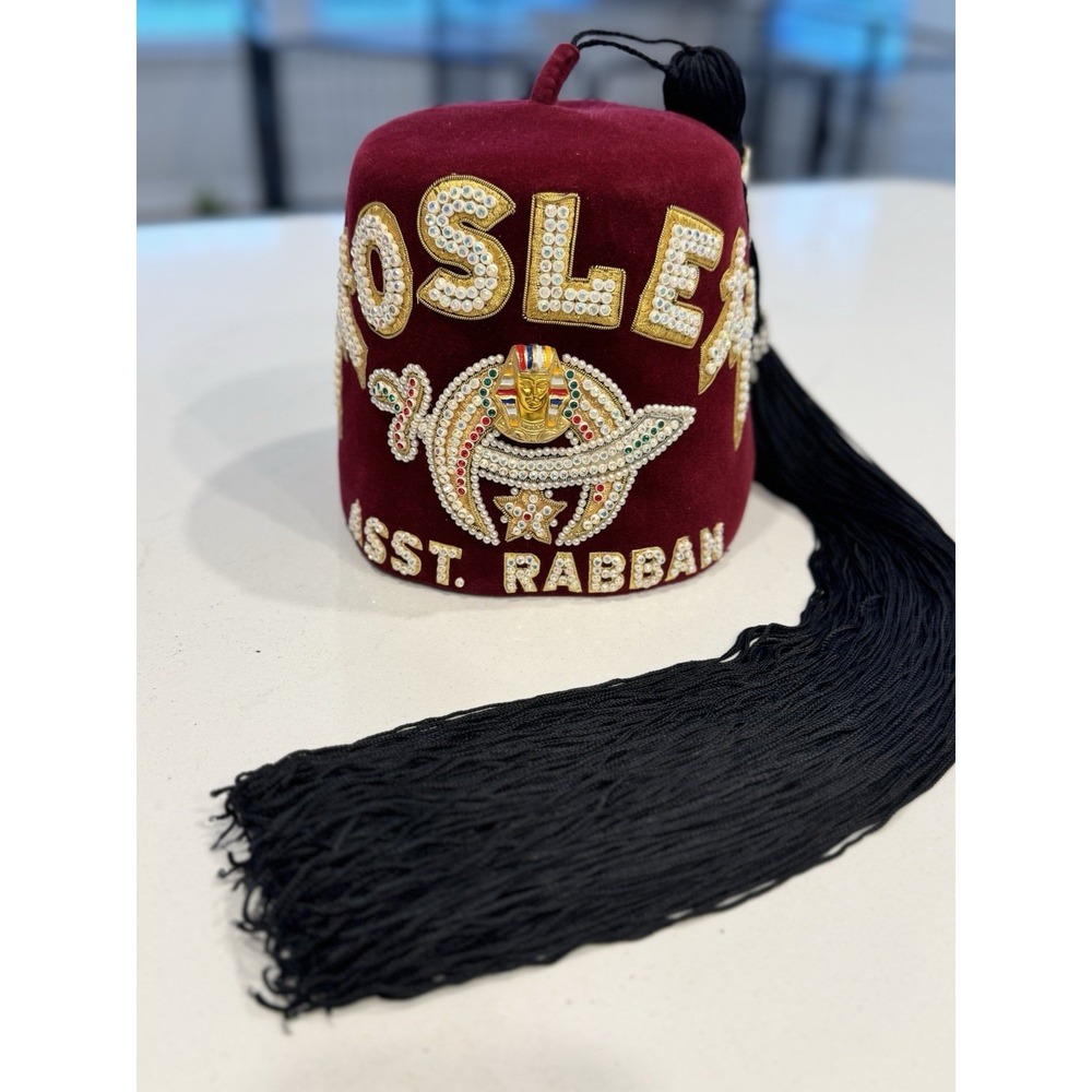 VTG Moslem Shriners Asst. Rabban Hat Fez Jeweled Tassel Masonic Freemasonry